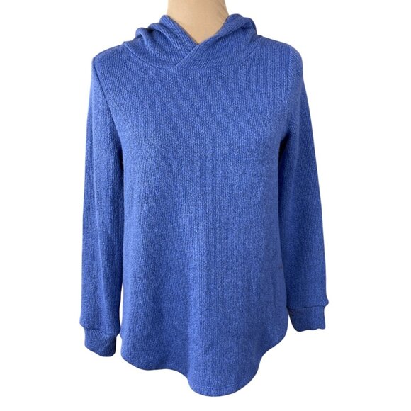 Loft Hooded Sweater Blue Soft Size S Small Long Sleeve Knit Women's - Picture 1 of 5